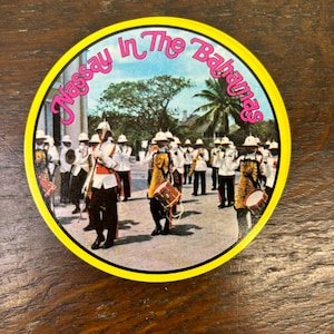 Cartas de baralho vintage das Bahamas, redondas, dos anos 80