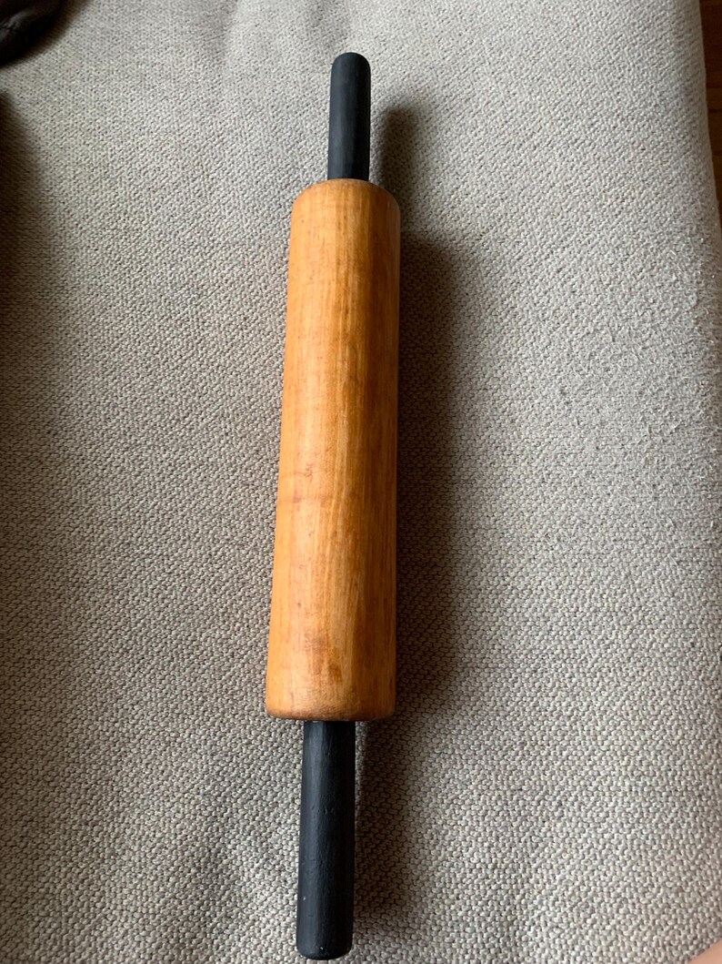 Maple Rolling Pin Vintage Primitive Large Maple Rolling Pin With Painted Black Handles - Etsy