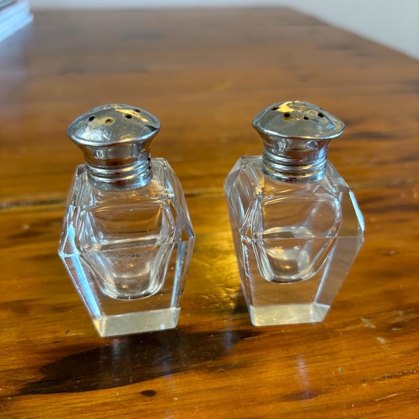 Vintage cut glass salt and pepper shakers