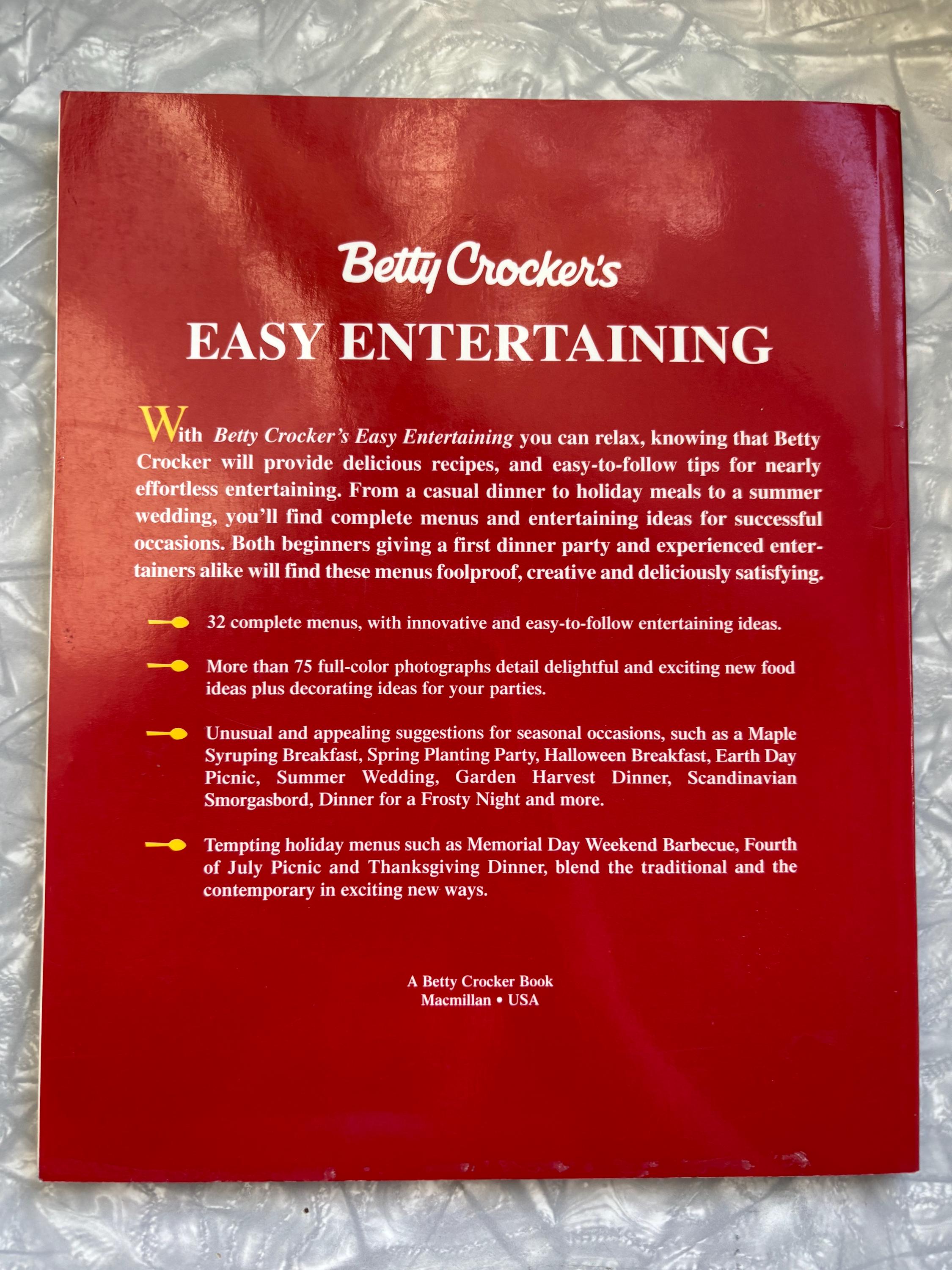 Betty Crocker Easy Entertaining Cookbook (1992) - Etsy
