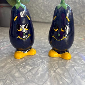 Vintage made in Japan eggplant salt and pepper shakers