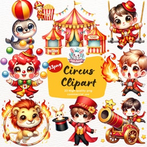 Aquarel Circus Clipart, circus dieren clipart, kleine clown, Circus Party Tent, Carnaval Clipart, Circus Baby Shower, Circusdirecteur Dieren
