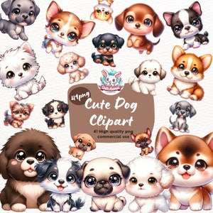 Cute Dog Clipart Bundle, watercolor dog clipart, puppy png, dog breed png, pet clipart, cute animal clipart, adorable dog, nursery decor,