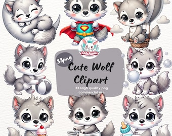Imágenes Prediseñadas de lobo, Imágenes prediseñadas de lobo lindo de acuarela, Ilustración de lobo para decoración de guardería, Lobo lindo png, Animal del bosque png, Cumpleaños Baby Shower png