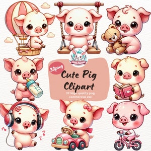 Niedliches Schwein Clipart, Aquarell Baby Schwein Kinderzimmer, Schwein Schlaf auf Mond, Entzückendes Schweinchen png, Bauernhof Tiere, Kinder Geburtstag Party Baby Shower Png