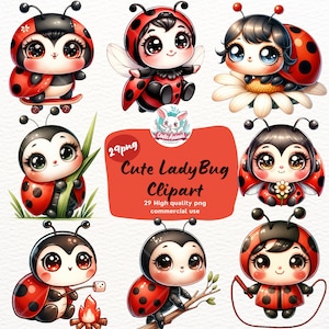 Acquerello carino coccinella clipart, clipart primavera estate bug, sublimazione coccinella bambino, adorabile insetto, arredamento vivaio, arredamento festa Love Bug