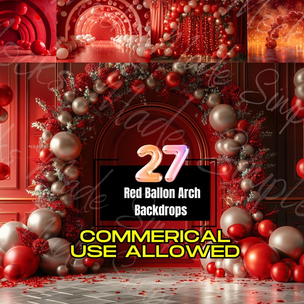 27 Digital backdrops balloon Arch, 27 birthday party digital backdrop balloon digital backgrounds for birthday portrait Photoshoot