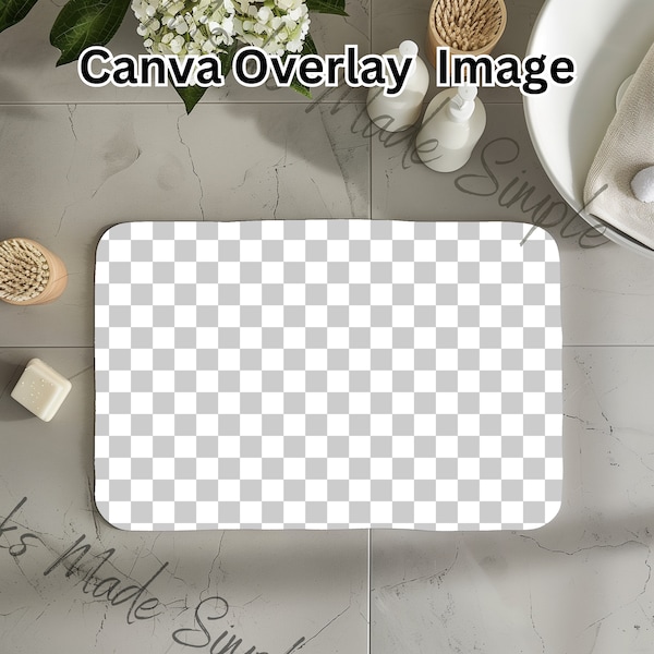 Overlay Bathmat Mockup Bathroom Mockup For Canva + PNG File, bathroom ornaments background