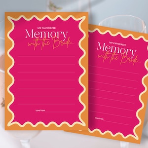 Favourite Memory with the Bride cards - 100% EDITABLE - Hens party games - Unique hens party games