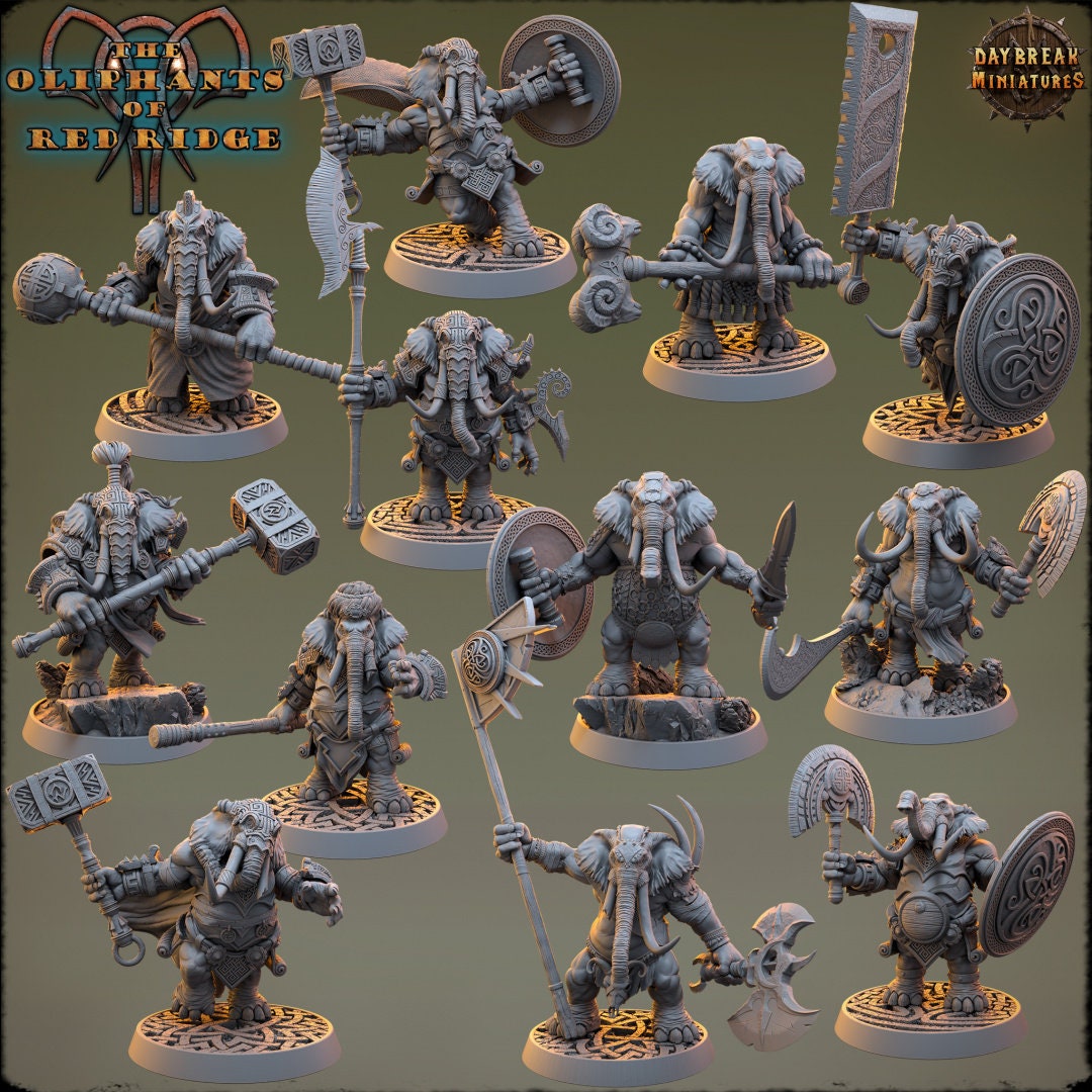 Elephant People Set 1 Oliphants Powerful Elephant Warrior Figures for ...
