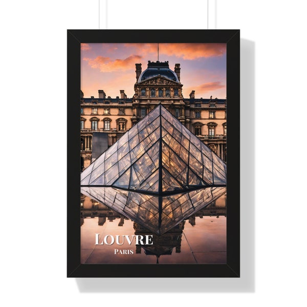 Musée du Louvre au crépuscule, oeuvre d'art murale sur toile, coucher de soleil parisien, élément décoratif pour la maison, cadeau parfait pour les amateurs d'art, affiche du Louvre