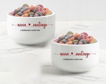 Personalized Bowls, Custom Cereal Bowl, wedding gift, gift for her and him, engagement gift, anniversary gift, Couple Bowl, gift for bride