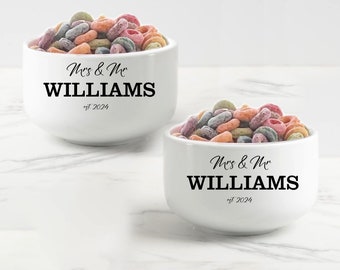 Personalized Cereal Bowl, wedding gift, gift for her and him, engagement gift, anniversary gift, Couple Bowl, gift for bride, Cereal Bowl