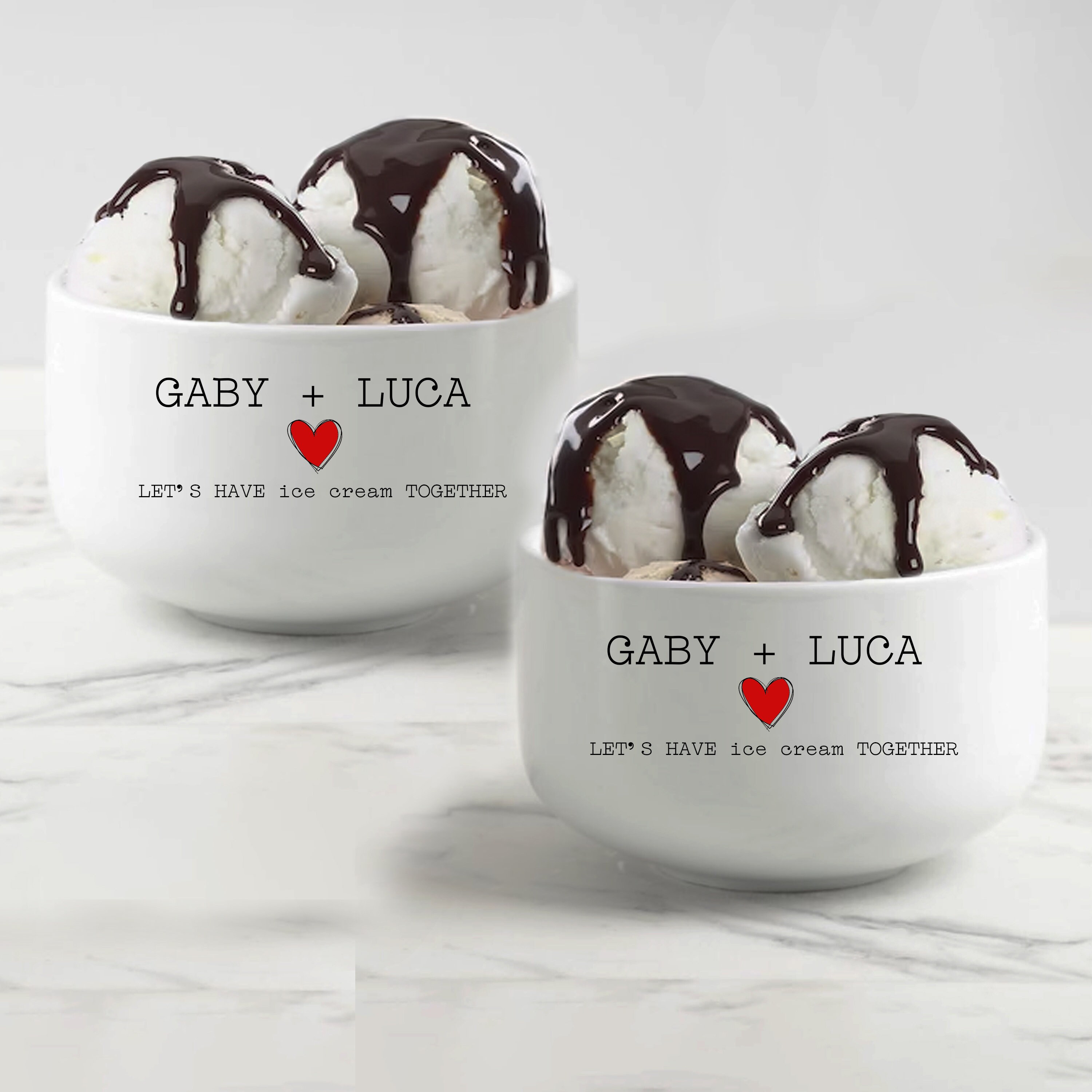 Tazón de helado personalizado, regalo de bodas, regalo para ella y para él, regalo de compromiso, tazón de regalo de aniversario, regalo para el hogar, tazón de pareja, regalo para la novia
