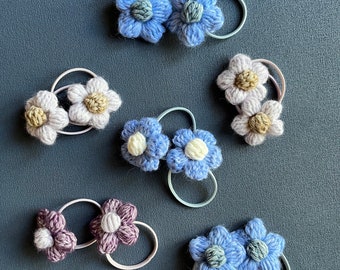 Häkelblumen Haargummi: Handgemachtes buntes Haar Accessoire