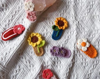 Handmade Crochet Flower Hair Clip: Unique Floral Snap Clip