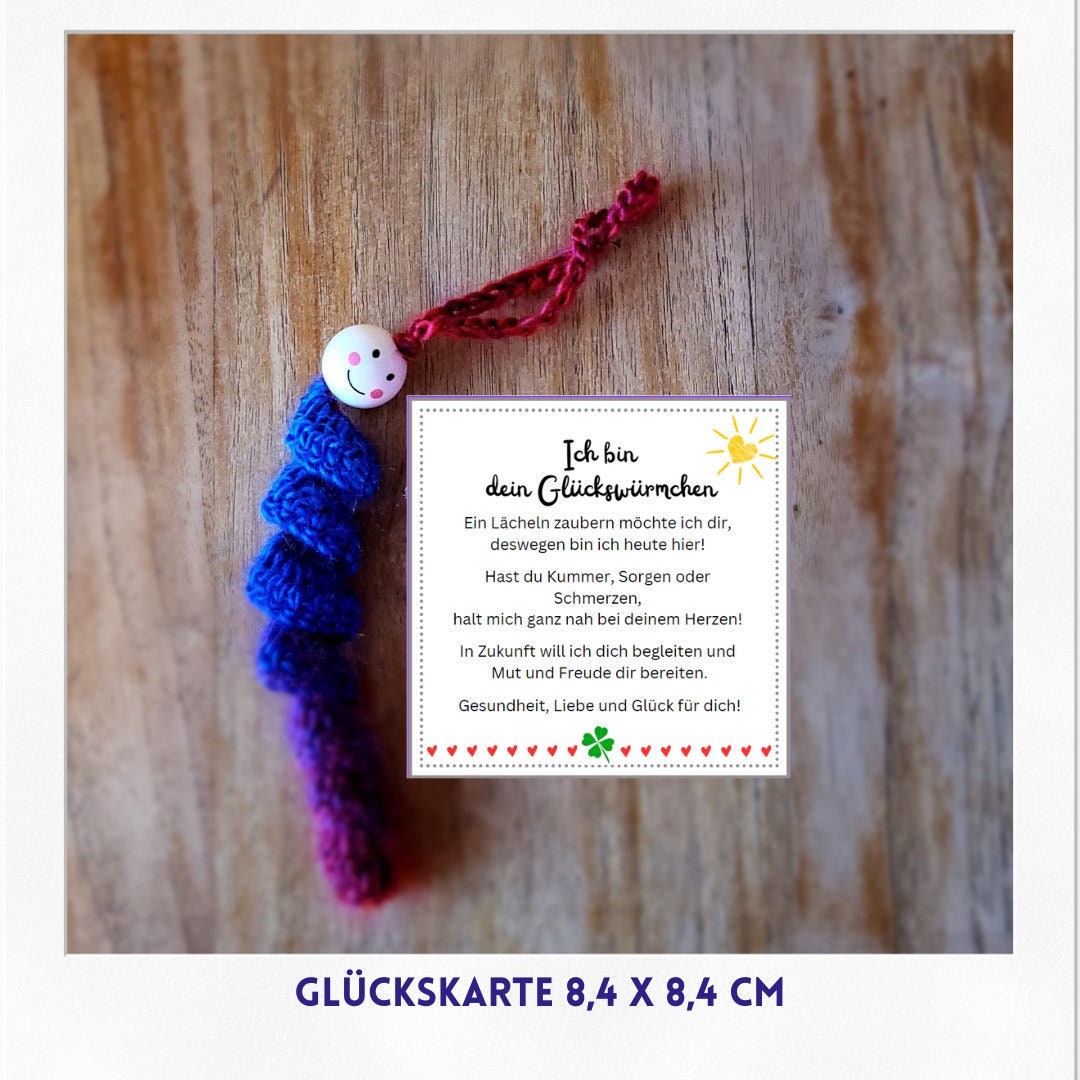 Glückswurm Gedicht DIY PDF bunte Spruch Karten druckbares Design 6 auf