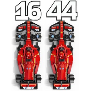 Wall Mount for LEGO Speed Champions F1 Red Italian Team – 2024/2025 Driver Number | Carbon Fiber Look | All teams available in our store.