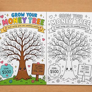 Month Savings Money Tree Challenge, 500 Coloring Tracker PDF