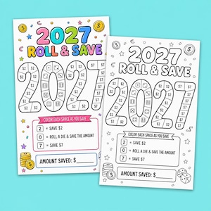 Savings Challenge Printable, 5x8 Roll And Save Coloring Tracker