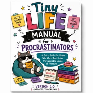 Procrastination Workbook Printable, Humorous Productivity Planner PDF for Time Management, Digital Download