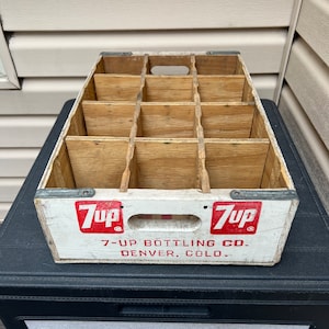 Antique 7up (Seven Up) Wooden and Metal Crate from Denver, Colo.