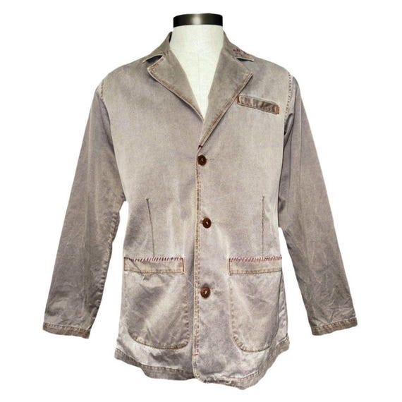 Y2K Archive Utility Blazer: Skany Distressed Cotton Twill, Men's Medium