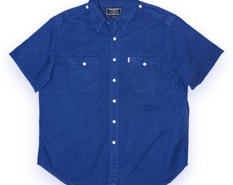 Camisa de trabajo deportiva estilo polo vintage de los años 90: algodón estilo boro con botones, talla XL