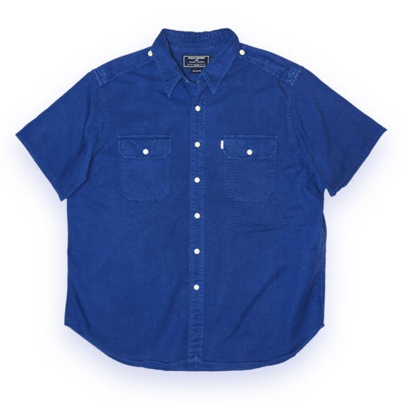 Vintage 90s Polo Sport Workwear Shirt: Boro-Style Cotton Button-Down, Size XL