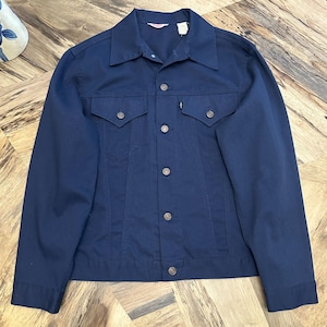 Vintage 1967 Levi's Type III Trucker Jacket | Sz 40 (Modern Men's Medium) | Rare Big E Tab Black Gold | USA Made | Navy Sta-Prest Cord | EVC