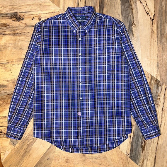 Vintage 90s Polo Ralph Lauren Plaid Shirt, Hong Kong Tag, Men's XL