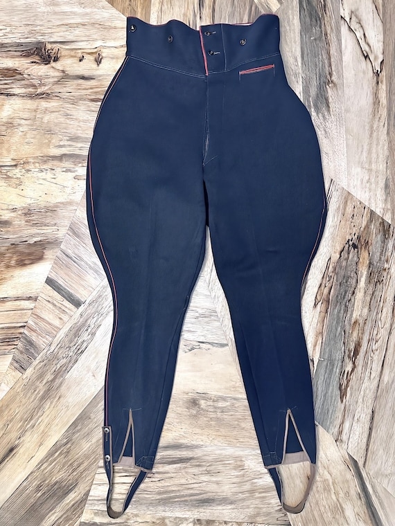 Antique Equestrian Riding Breeches, CH Hermann Tiflis, Red Piped Jodhpurs