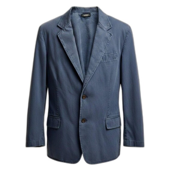 Vintage L.L.Bean Navy Cotton Blazer | Garment Dyed Travel Jacket | Relaxed Tailoring 44R
