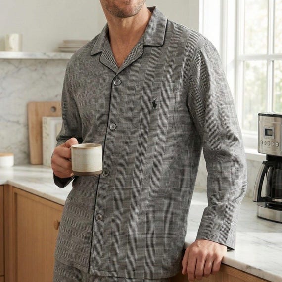 Polo Ralph Lauren Glen Plaid Pajama Top, Cotton Loungewear (S/M)