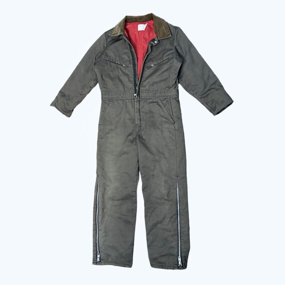 Vintage Key Imperial Insulated Coveralls 40/42R, Olive Twill Workwear, Talon Zipper
