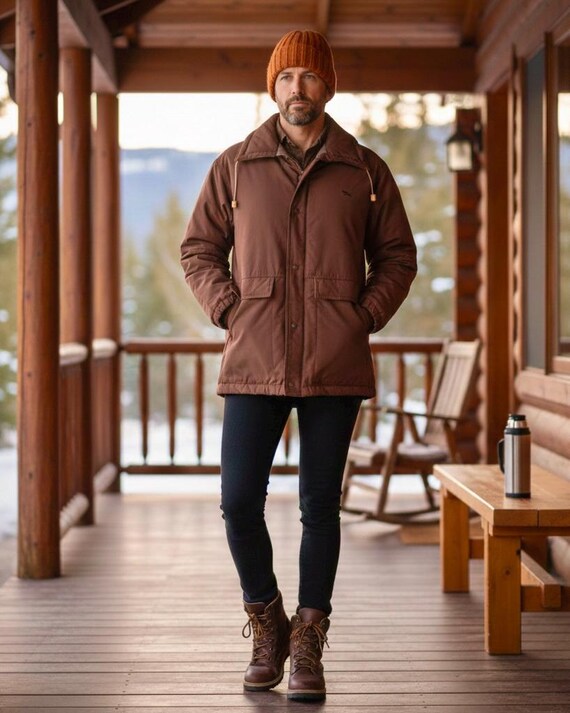 Vintage 70s Brown Down Puffer Jacket: Adventure Gear, Cabin Core