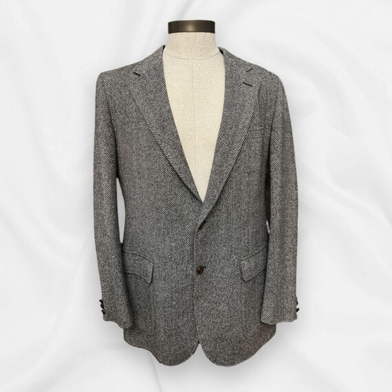 Vintage Wool Herringbone Blazer – Kaufman’s Cricketer Union Made USA Mens 44R Sport Coat