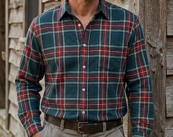 Camisa de franela vintage LL Bean, fabricada en EE. UU., a cuadros verdes, ropa de trabajo, Freeport, Maine, talla grande, años 80 y 90, de algodón con botones.