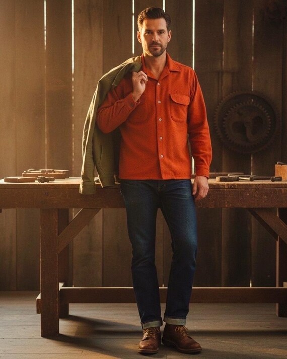 Vintage Norseman Wool Shirt Jacket: 60s-70s Rust Heather Workwear