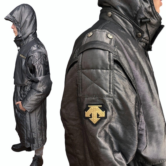 Rare 1980s Descente Metallic Ski Parka, Made in Japan, Long Technical Coat