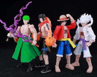 Low Poly Polygon 3D Printed Dynamic Figurines - Luffy Gear 5 Zoro Ace