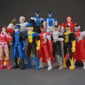 Low Poly Polygon 3D Printed Dynamic Figurines - Omni-man, Invincible, Immortal, RexSplode, Atom Eve