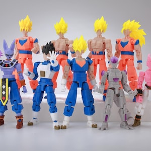 Low Poly Polygon 3D Printed Dynamic Figurines - Goku, Vegeta, Frieza, Vegito, Beerus