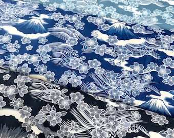 Quilt Gate Fujisan Mount Fuji Sakura cotton printed sheeting Cosmo Japanese fabric - 43” by Half Meter