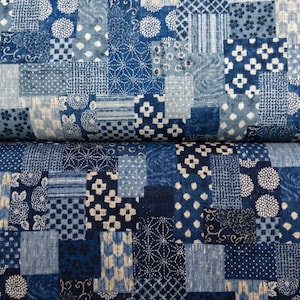 Patchwork pattern cotton poplin japanese style japanese fabric - 43” by Half Meter