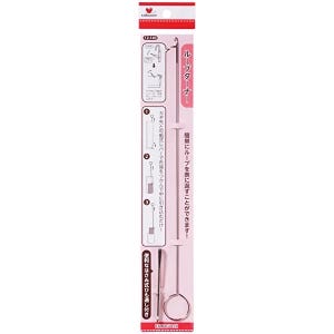 May include: A loop turner tool packaged on a pink and white card. The tool is silver with a hook on one end and a ring on the other. The packaging includes Japanese text and illustrations demonstrating its use.