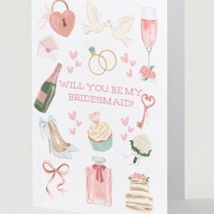 Will You Be My Bridesmaid Card, Bridesmaid Proposal Card ,Bridesmaid Gift , Vintage Wedding card