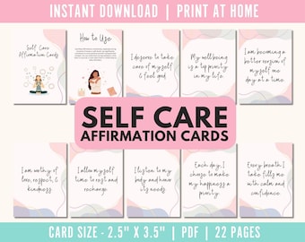 Selfcare Affirmation Cards, digital affirmation cards, positive affirmation cards, Daily Affirmation, printable affirmations, self care