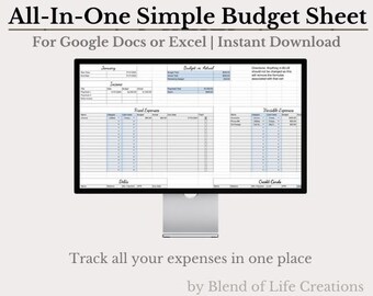 Monthly Budget Spreadsheet Template | Google Sheets Budget Planner | Simple Personal Finance Tracker