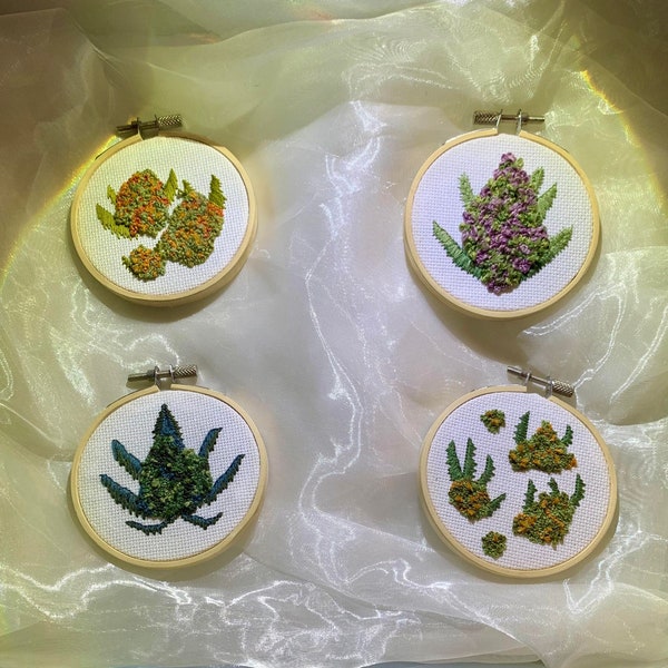 Weed Nug Embroidery (finished pieces)